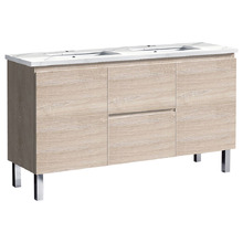 Vitrus 1500mm Oak Freestanding Double Vanity with Stone Countertop & Undermount Basin